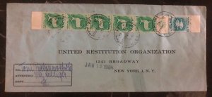 1964 Haifa Israel Judaica Cover To Restitution Org In New York USA