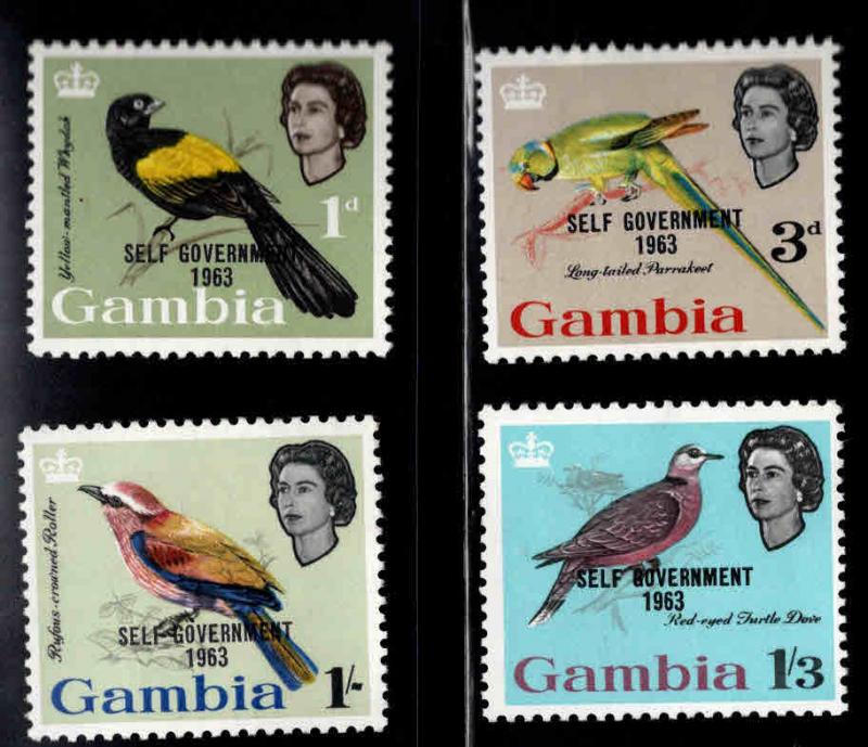 Gambia Scott 188-191 MH* Self Govt. overprint Bird stamp