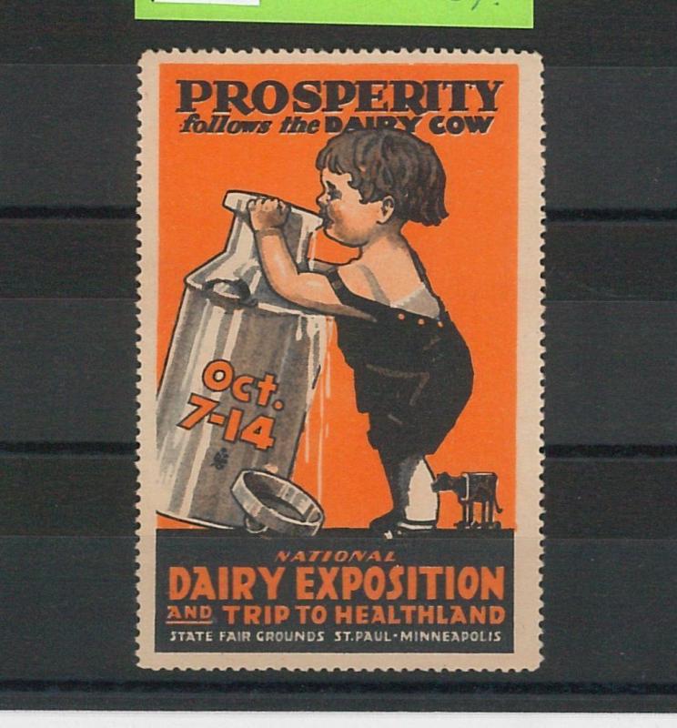 55204 -  VINTAGE  POSTER STAMP Label - USA: Dairy Exposition, Minnesota