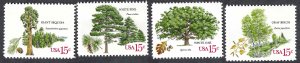 United States #1764-67 13¢ American Trees (1978). Four singles. MNH