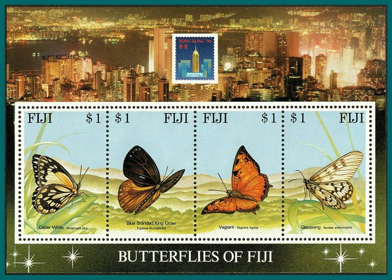 Fiji 1994 Butterflies, Hong Kong MS, MNH  #702,SGMS889