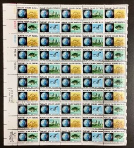 1410-1413  Anti-Pollution Global Warming  MNH 6 c Sheet of 50  FV $3.00  1970