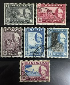 MALAYA 1957 TRENGGANU Sultan Ismail Definitive Stamps 6V Used M4696a