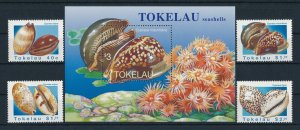 [112112] Tokelau 1996 Marine life seashells snails with Souvenir sheet MNH