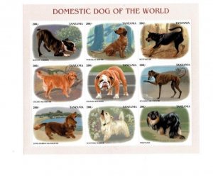 Tanzania 1999 - Domestic Dogs - Sheet of 9 Stamps - Scott #1828 - MNH