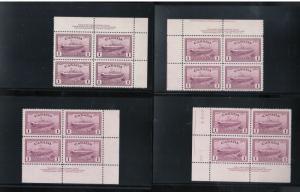 Canada #273 Very Fine Never Hinged Plate #1 Match Set Of Blocks