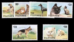 Philippines #1425-1430 Cat$11.25, 1979 Cats and Dogs, complete set, never hinged