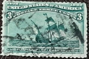 US Scott # 232; 3c Columbian issue; used from 1893; Vg; small tear