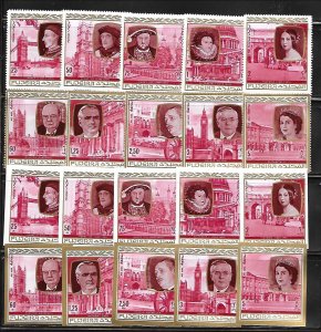 FUJEIRA Mi 475-84 NH PERF & IMPERF issue of 1970 - BRITISH FAMOUS PEOPLE