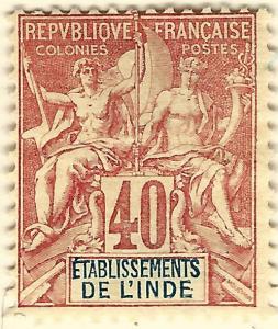 French India SC #14 F-VF Mint OG hr.....Exotic area of French Colonies!