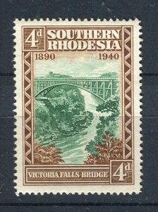 RHODESIA; 1940 early Anniversary Pictorial issue Mint hinged 4d. value