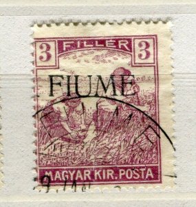 FIUME HUNGARIAN Optd. ISSUE; 1918-19 early Harvester issue fine used 3f. value