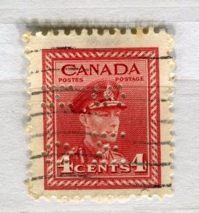 CANADA; 1942-48 early GVI issue OFFICIAL PERFIN issue fine used 4c. value