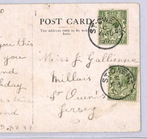 GB Channel Islands JERSEY Postcard *ST OWENS* CDS 1920 {samwells-covers}ZJ101