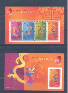 Hong Kong 2000 Sc 889a,b Year of the Dragon MNH