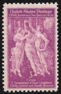 Scott 895  3¢ Pan-American Union Single, MNH