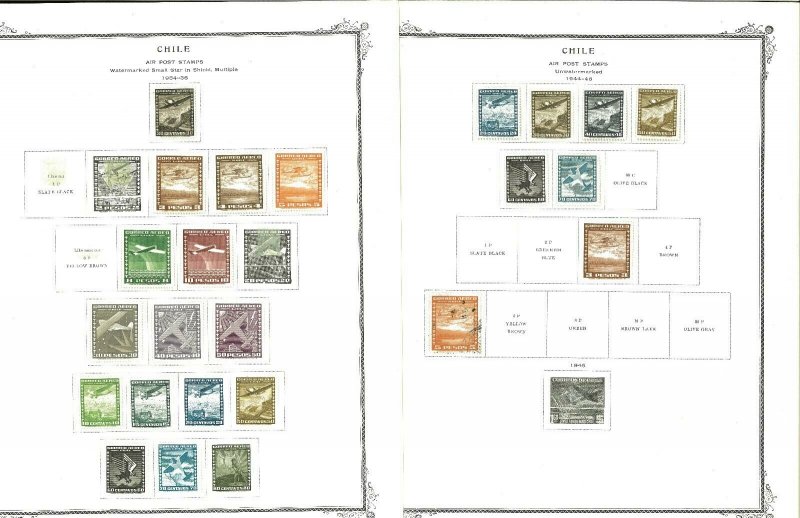 Chile 1934-1964 Mint (mostly) & Used Hinged & in Mounts on Scott Spec.Pages