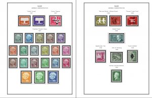 SAAR [SAARLAND] STAMP ALBUM PAGES 1920-1959 (39 color illustrated pages)