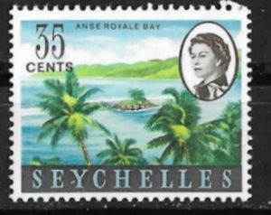 Seychelles # 203  QE II  Royal Anse Beach  35c 1962    (1)  VLH Unused