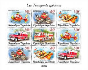 TOGO - 2023 - Special Transport - Perf 9v Sheet - Mint Never Hinged