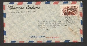 MEXICO TO USA - AIRMAIL LETTER WITH CORREO AEREO STAMP, 25c - 1949.
