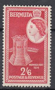 Bermuda - 1953 QEII 2sh 6p Warwick Fort Sc# 159 - MH (301N)