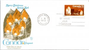 Canada 1972 FDC - Merry Christmas - Ottawa Ont - 15c - J8864