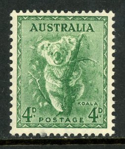 British KGVI 1942 New Zealand 4p Green Koala Perf 15x14  Mint V619