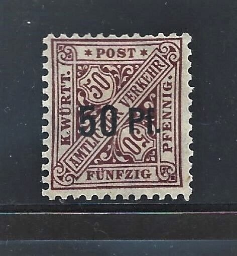 Germany-Wurttemberg Stamp-Scott # O147/50pf on 50pf-Mint/LH-OG-11916-18-Surcharg