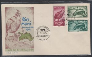 Rio Muni #44-46  (1964 Bird and Frog set) on unaddressed cachet FDC