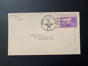 1937 Scott 802 plate number  virgin Island FDC