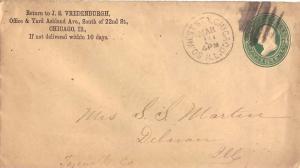 United States Illinois So. West Sta. Chicago 1882 circular grid  Postal Stati...