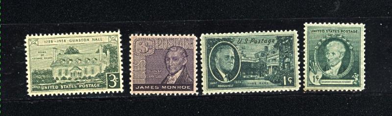 USA #884, 930, 1105, 1108  Mint NH VF .60