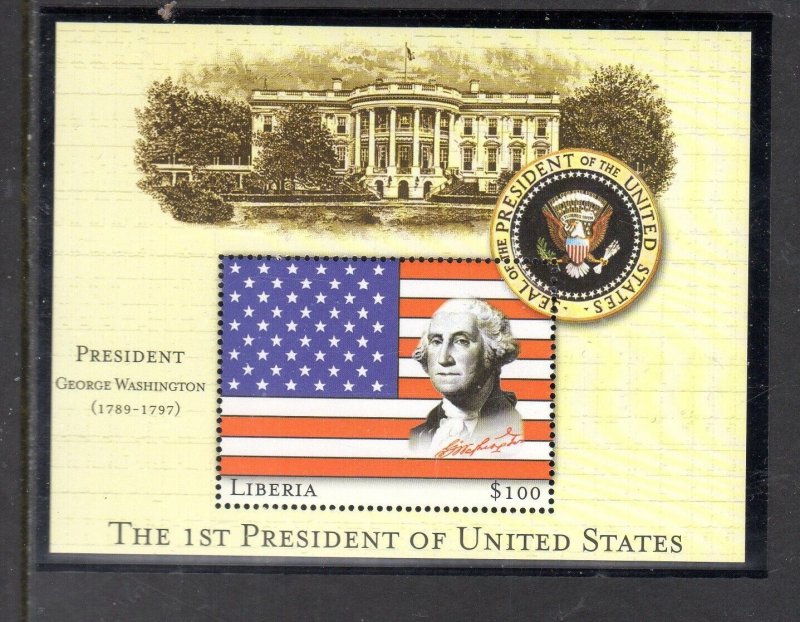 LIBERIA 2000 1ST PRESIDENT OF THE U.S WASHINGTON MINT VF NH O.G S/S (27LI)