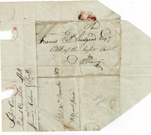 1803 Superior Court of Herkimer County document, mailed to Albany, N.Y.