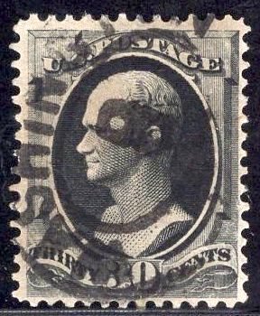US Stamp #165 30c Hamilton USED SCV $135. Crsip paper, great impression.