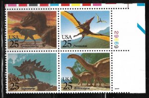 Scott #2422-25 Dinosaurs UR PB#29669-1 F VF NH - DCV=$4.00