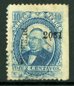 Mexico 1879 Foreign Mail Issue 10¢ PUEBLA Thick Paper Scott 126 VFU S61