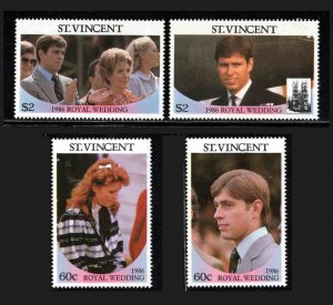 St. Vincent #958-59 ~ Cplt Set 2 Broken Pairs ~ Royal Wedding ~ MNH, 1986