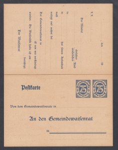 Germany Mi DP10 mint. 1922 75pf Official Letter Answer Card, sound, scarce.