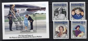 Swaziland 1985 Queen Mother 85th Birthday + MS MUH