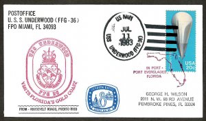 U.S.A. Postal History - USS UNDERWOOD FFG-36 (1983) Cover