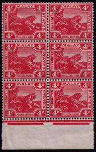 Malaya Fed States # 44a  VF NH  margin block of 6