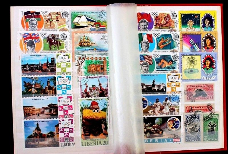 Liberia Stamp Collection Lot of 158 MNH, MH & Used in Vintage Stock Book