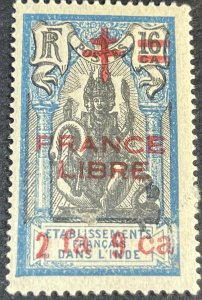 FRENCH INDIA # 189--MINT/HINGED**GUM DISTURBANCE**---SINGLE---1943