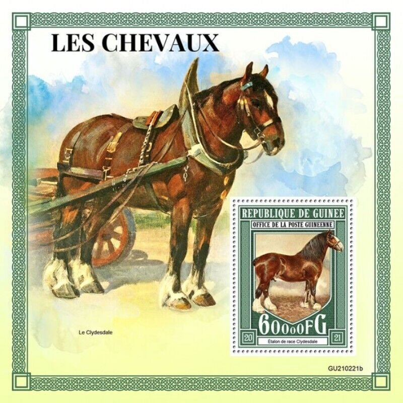 Guinea - 2021 Horses, Clydesdale - Stamp Souvenir Sheet - GU210221b 