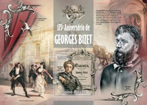 GUINEA BISSAU - 2013 - Georges Bizet - Perf Souv Sheet - Mint Never Hinged