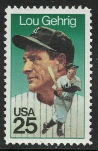 Scott 2417- Lou Gehrig, N.Y. Yankees Baseball- 25c MNH 1989- unused mint stamp