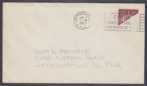 US, Scott 1044 Diagonal BISECT on 1963 cover from Jacksonville FL paying 5c