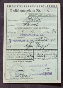 RARE WWII German Insurance card KC Holder Luftwaffe war hero HORST SCHILLER KIA